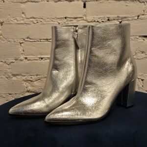 Shimmering Silver Ankle Boots